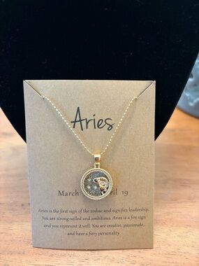 Aries Gold Zodiac Pendant Necklace - Aries
